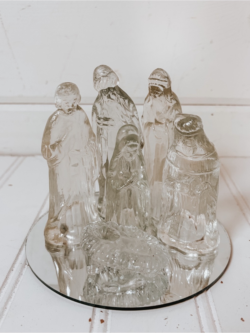 Vintage Glass Nativity Set 6 Piece | Vintage Christmas